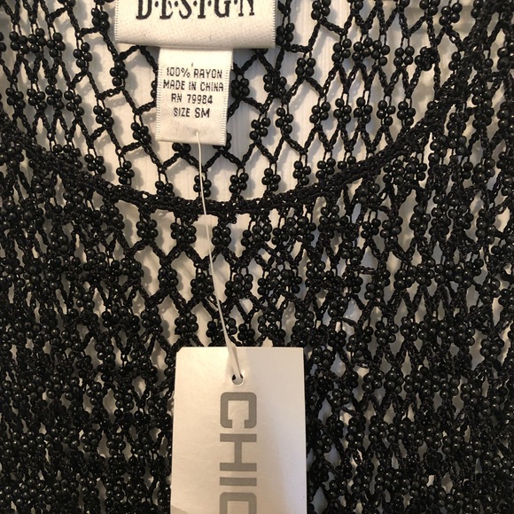 NWT Chico’s Black Beaded sleeveless tank/  camisole size SM - Picture 2 of 3